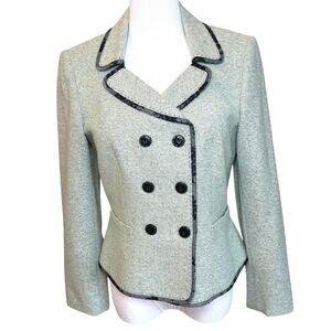 Vintage Tahari NWT Blazer Mint Green Black Lace Trimming Women Size 4 Old Money